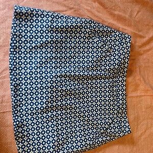 Talbots Navy and White Geometric Midi Skirt